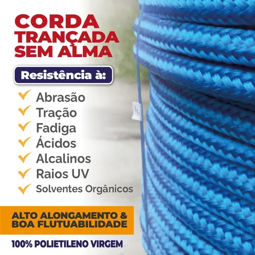 Corda Trançada Azul Virgem para Pesca, Embutir Chumbo